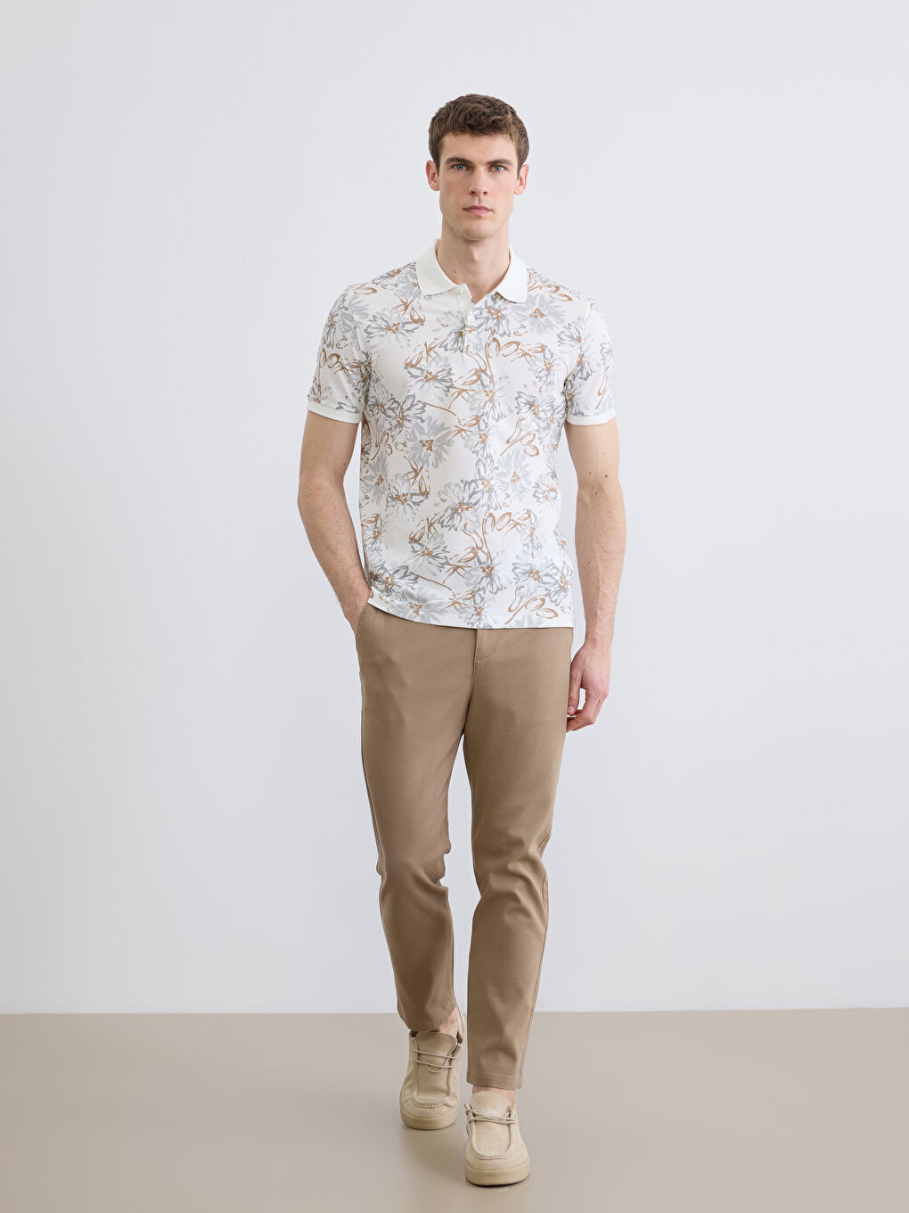 Kahverengi Slim Fit Gabardin Erkek Pantolon