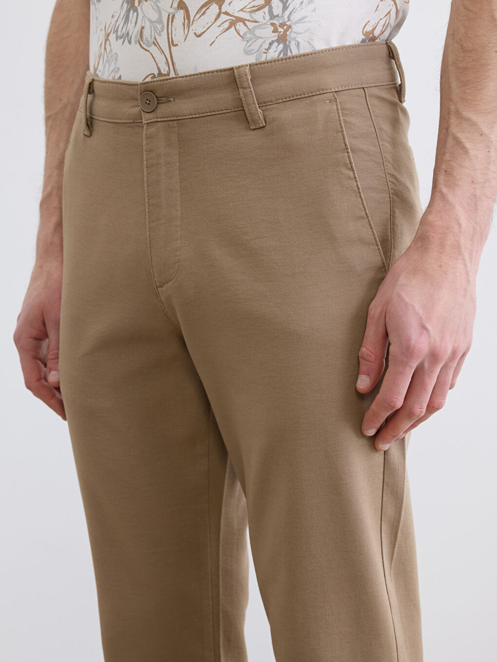 Kahverengi Slim Fit Gabardin Erkek Pantolon-2