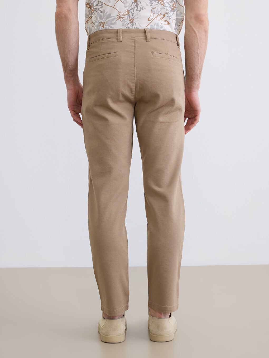 Kahverengi Slim Fit Gabardin Erkek Pantolon-3