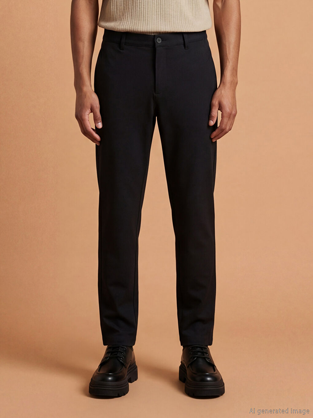 Siyah Slim Fit Gabardin Erkek Pantolon-1