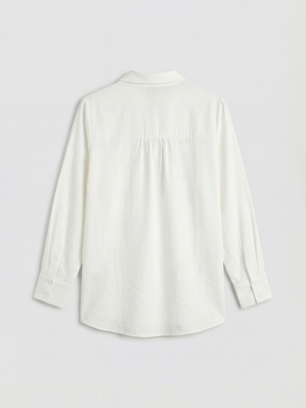 Beyaz Fular Yaka Büzgülü Oversize Bluz-6