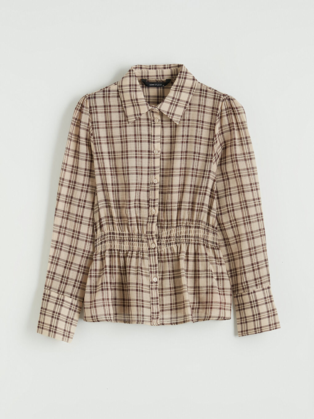 Καρό Πουκάμισο Ελαφρού Ραβδωτού Υφάσματος για Γυναίκες-4