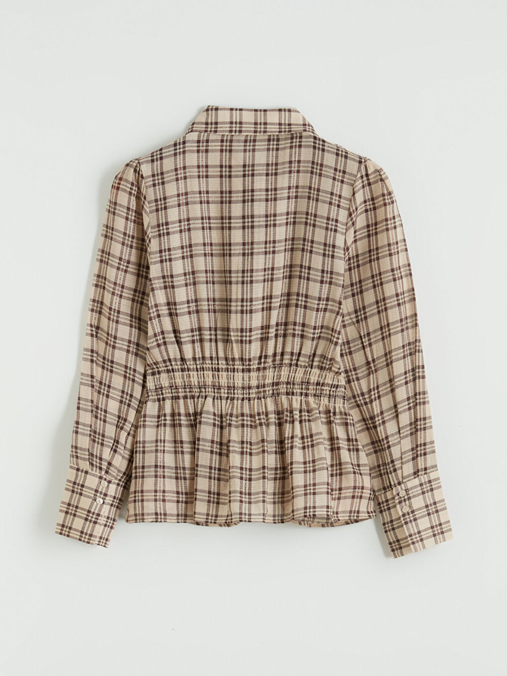 Καρό Πουκάμισο Ελαφρού Ραβδωτού Υφάσματος για Γυναίκες-6