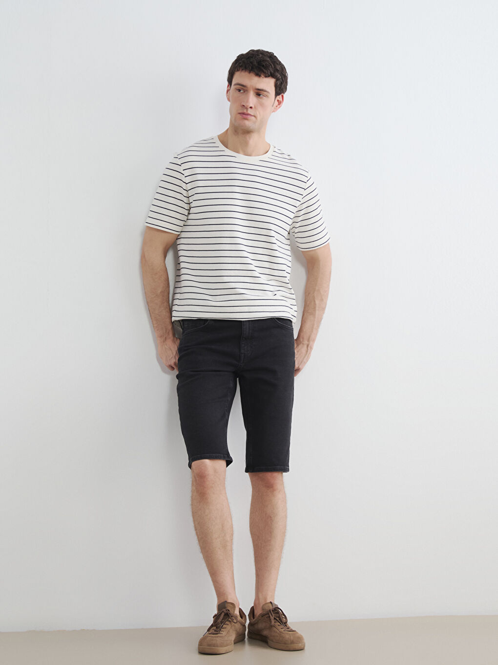 Siyah Süper Skinny Fit Erkek Jean Şort