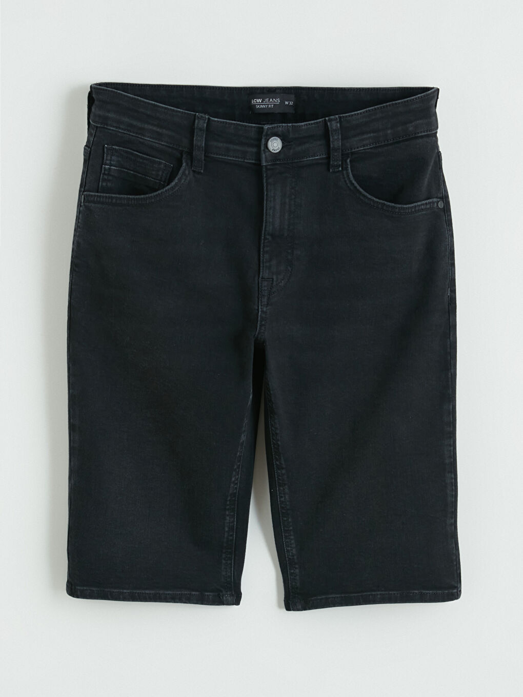 Siyah Süper Skinny Fit Erkek Jean Şort-4