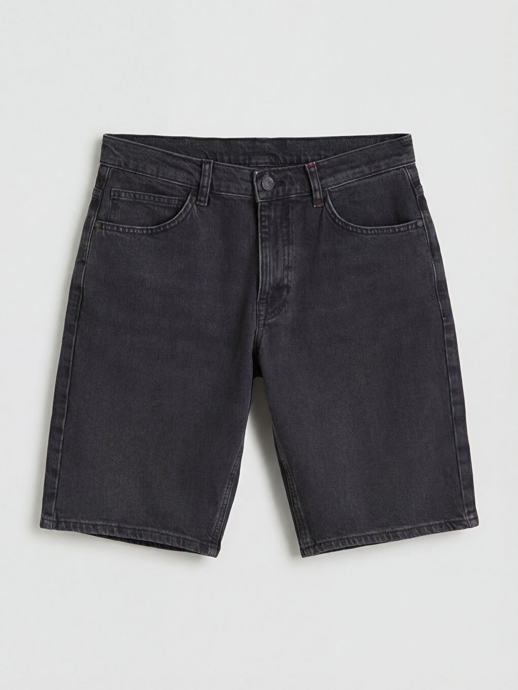 Siyah Standart Kalıp Erkek Jean Şort-4