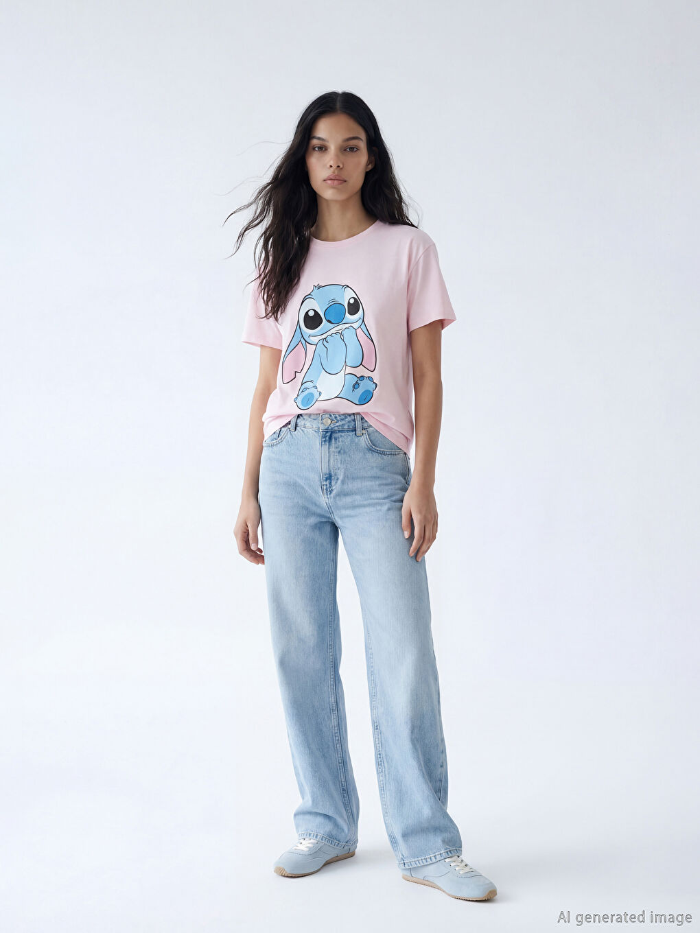 Crew Neck Stitch Printed Women's T-Shirt-1
