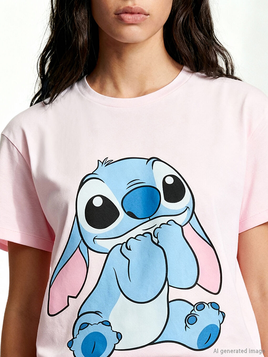 Crew Neck Stitch Printed Women's T-Shirt-2