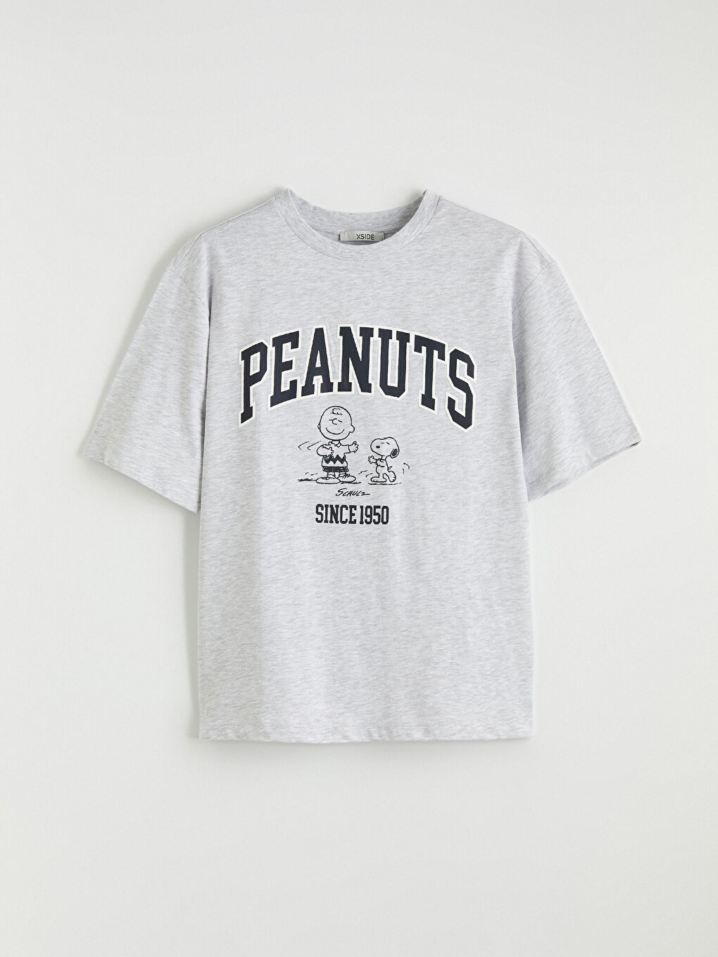 Gri Snoopy Baskılı Oversize Kadın Tişört