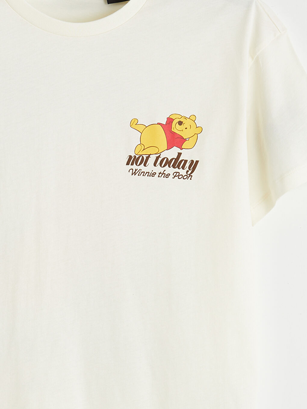 Bej Bisiklet Yaka Winnie the Pooh Baskılı Kadın Tişört-2