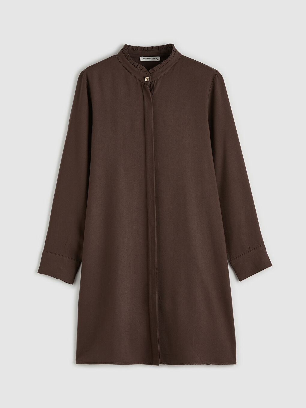 Ruffled Mandarin Collar Women's Tunic Shirt-3