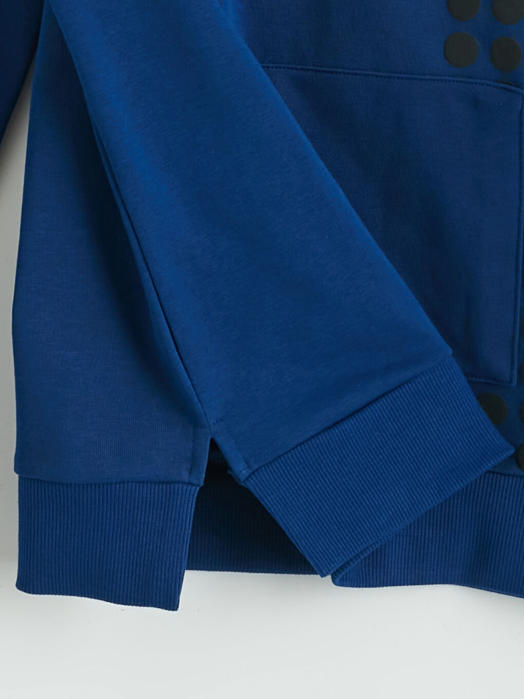 Lacivert Fonksiyonel Cepli Baskılı Kadın Kalın Sweatshirt-5