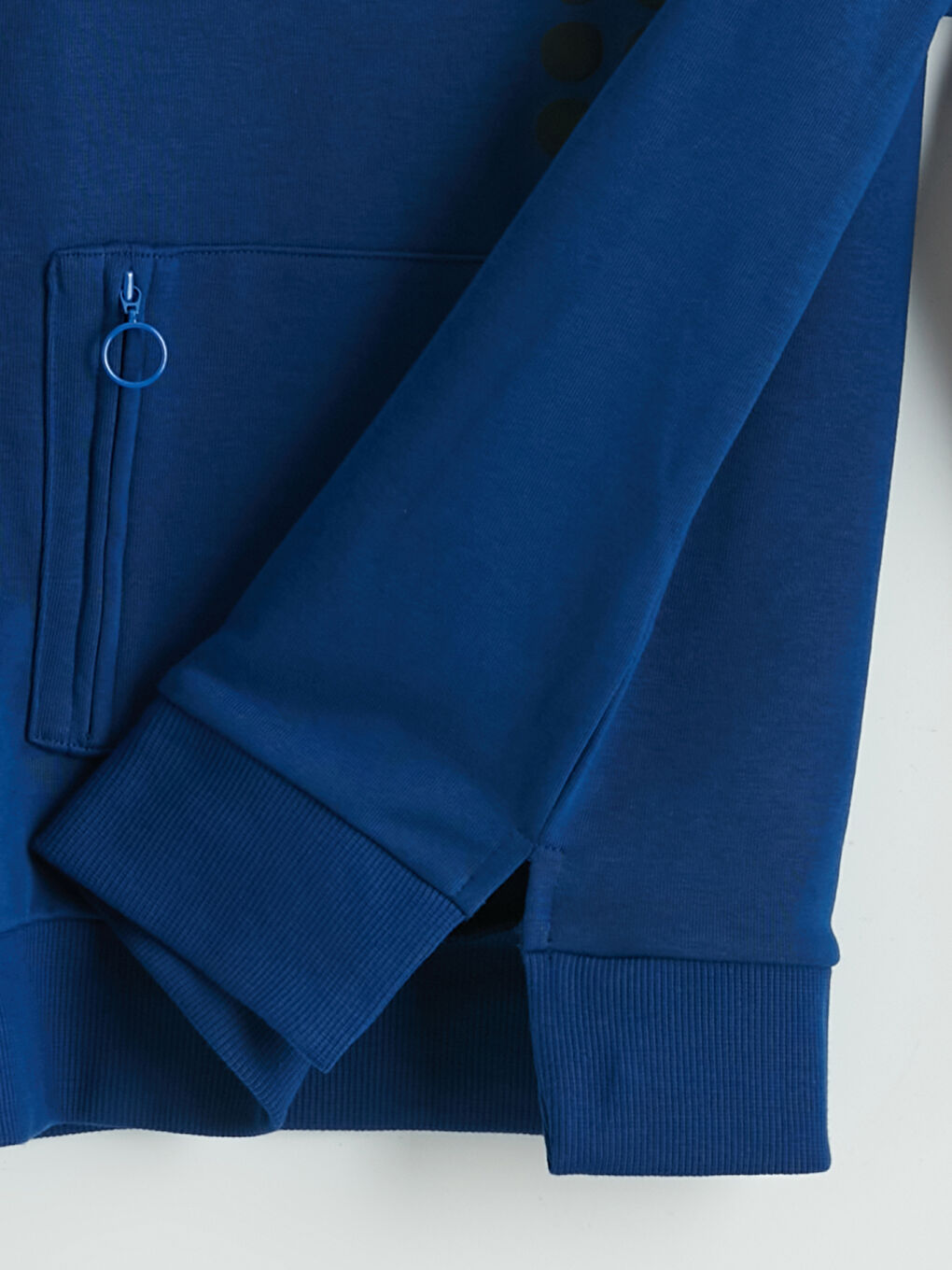 Lacivert Fonksiyonel Cepli Baskılı Kadın Kalın Sweatshirt-6