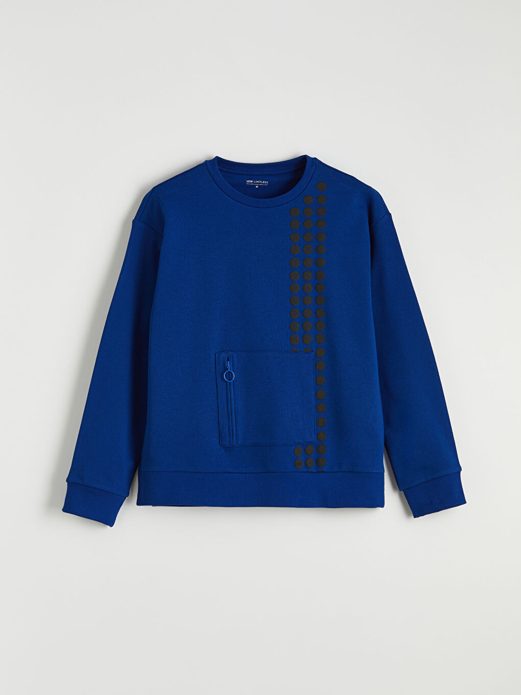 Lacivert Bisiklet Yaka Baskılı Kadın Kalın Sweatshirt