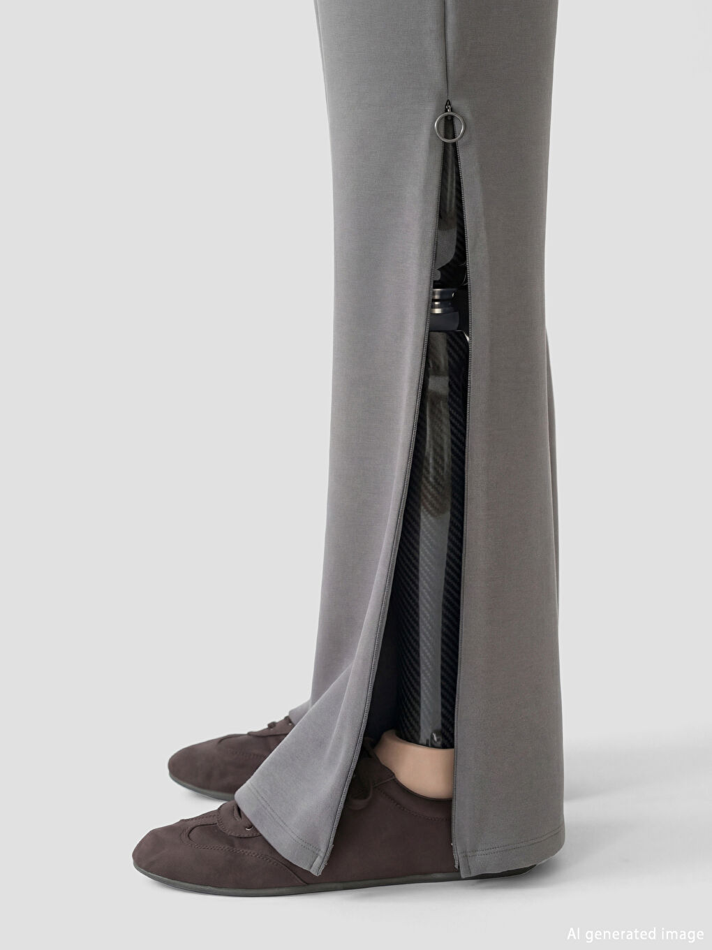 Antrasit Kolay Giyilebilir Paçaları Fermuarlı Kadın Eşofman Altı-6