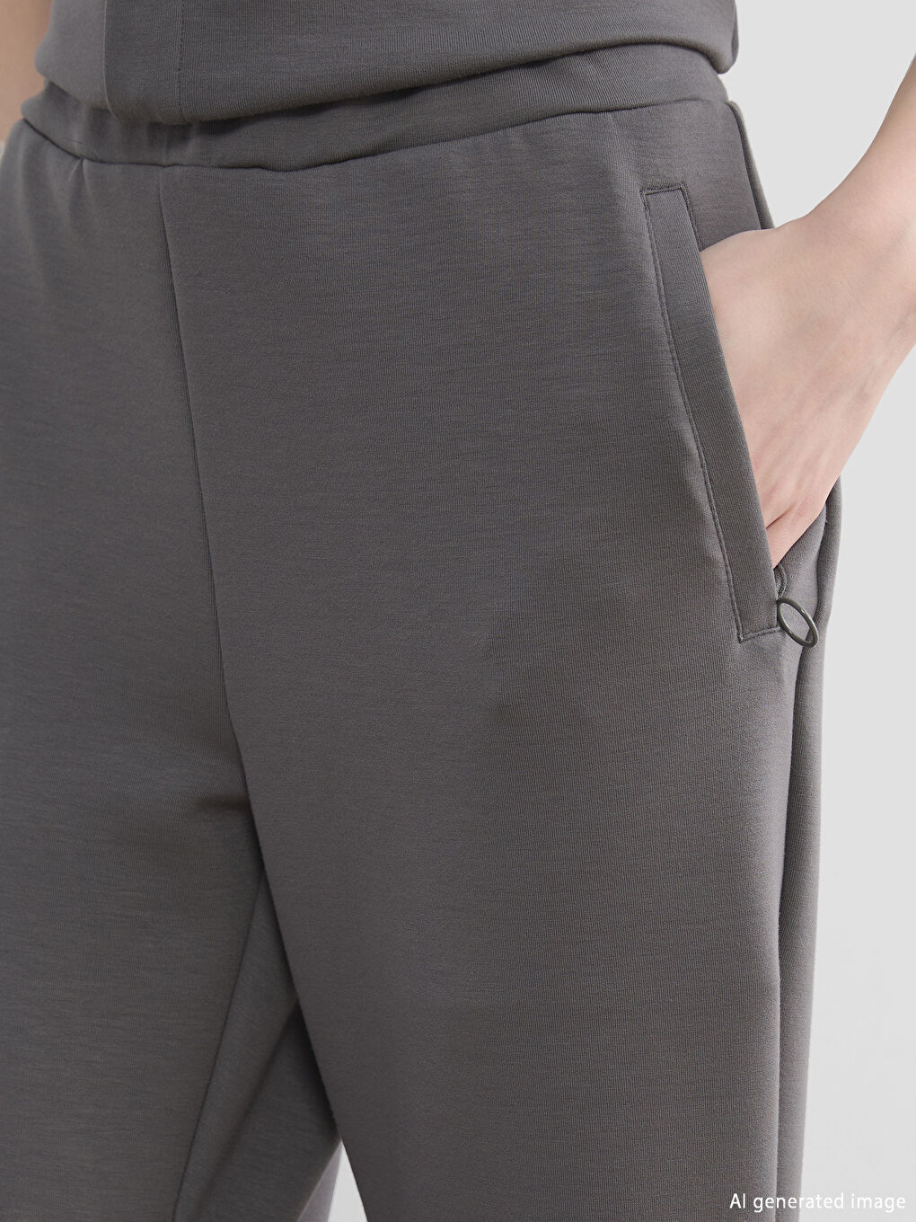 Antrasit Kolay Giyilebilir Paçaları Fermuarlı Kadın Eşofman Altı-7