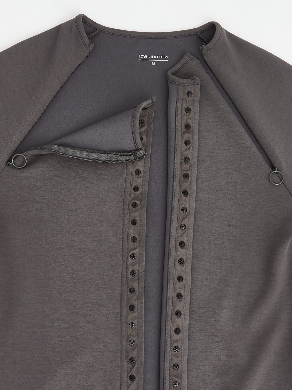 Antrasit Kolay Giyilebilir Önden Çıtçıtlı Kadın Tişört-4