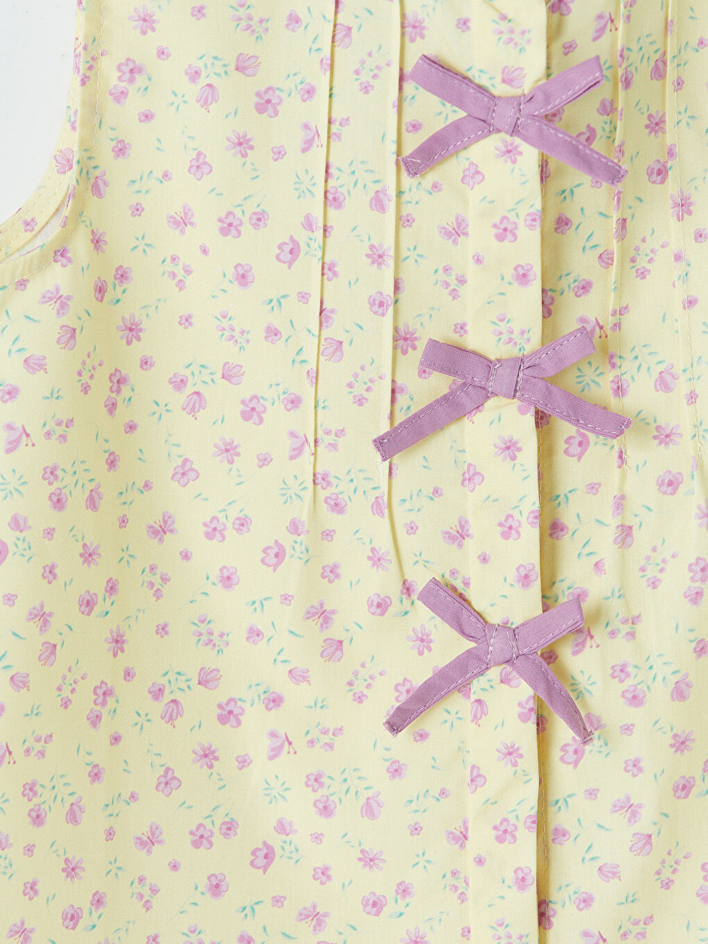 Pembe Fiyonk Detaylı Çiçek Baskılı Kız Çocuk Takım-5