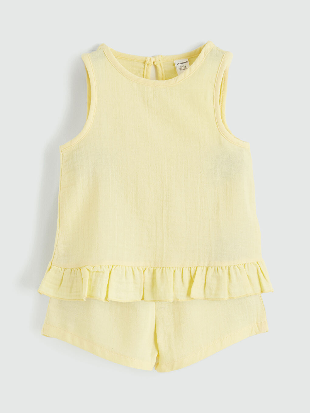 Sarı Bisiklet Yaka Kız Çocuk Bluz Ve Şort 2'li