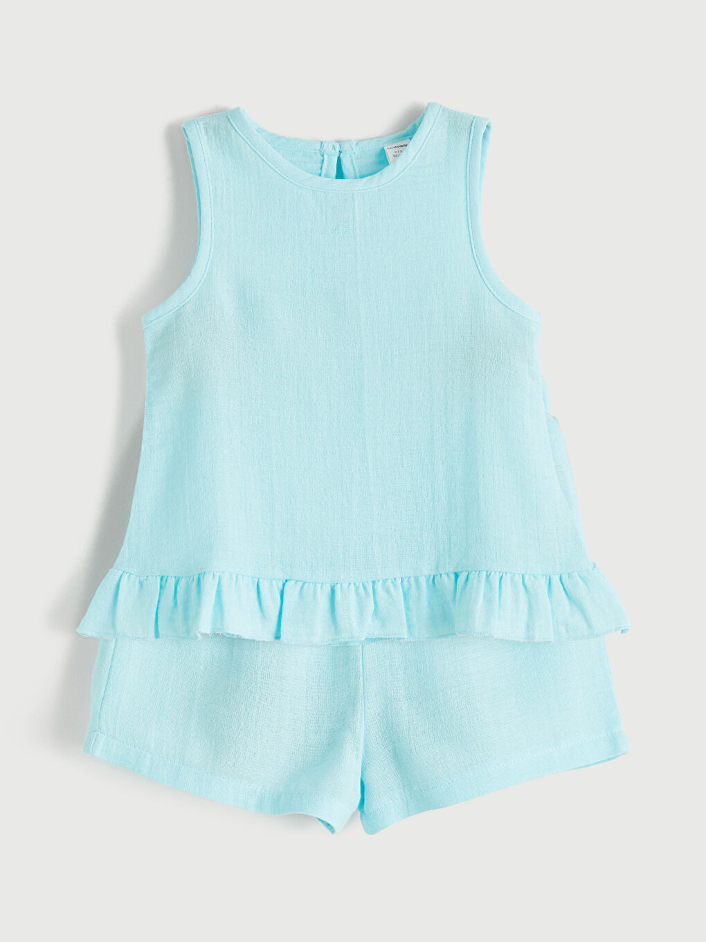 Yeşil Bisiklet Yaka Kız Çocuk Bluz Ve Şort 2'li