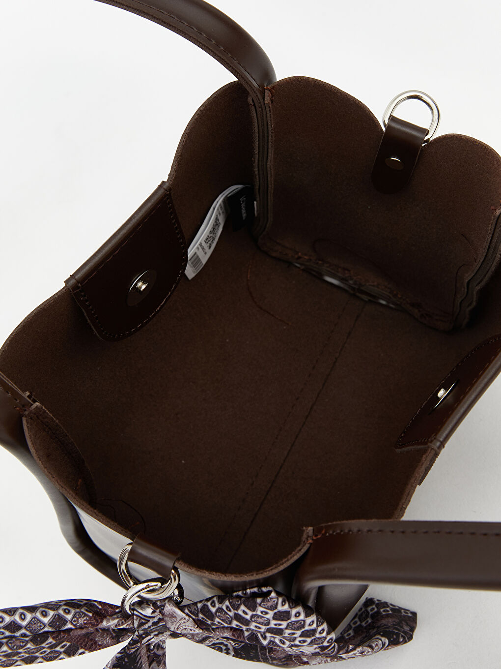 Kahverengi Fular Aksesuarlı Deri Görünümlü Kadın Omuz Çantası-3