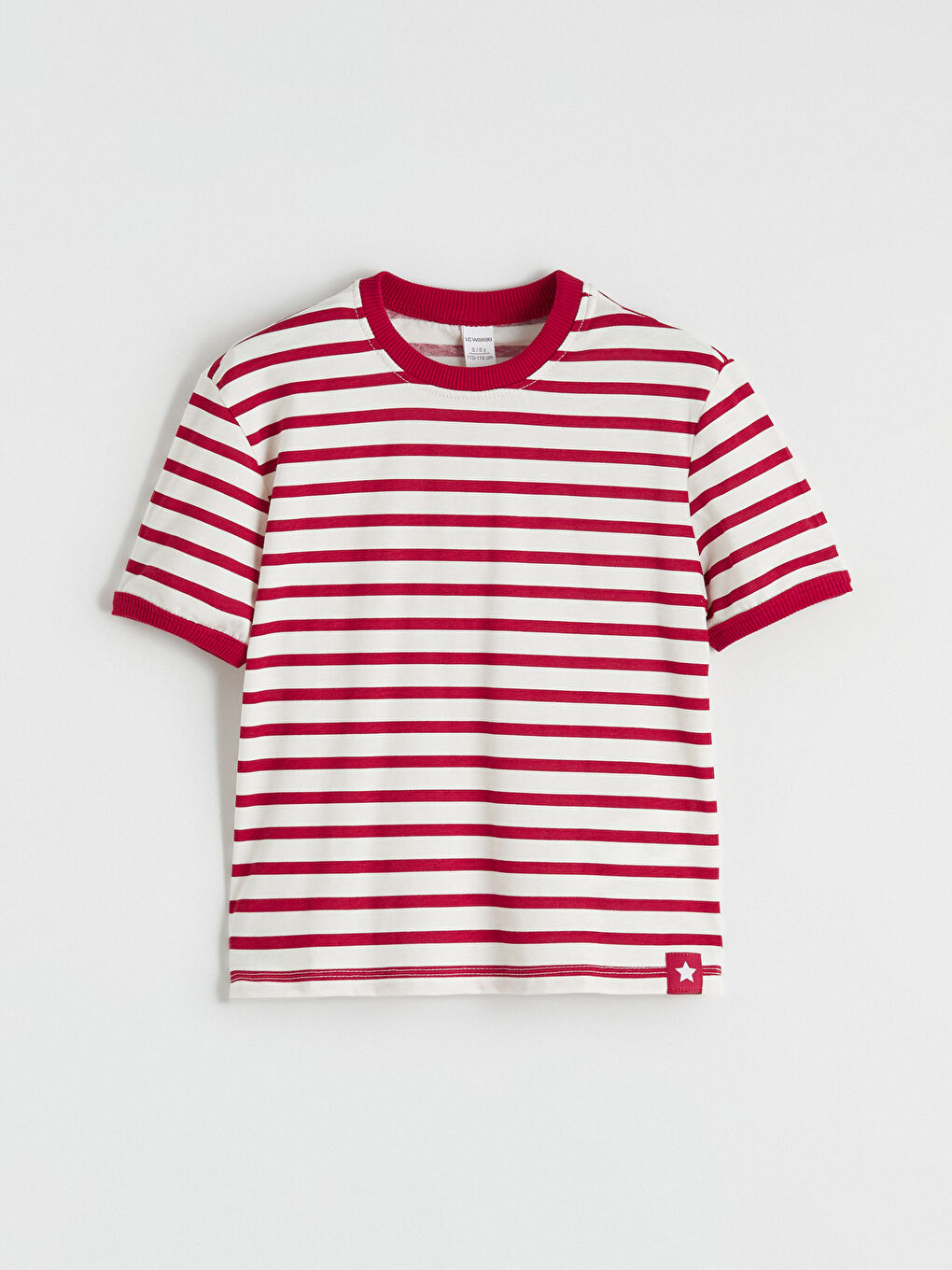 Kırmızı Bisiklet Yaka Çizgili Erkek Çocuk Tişört