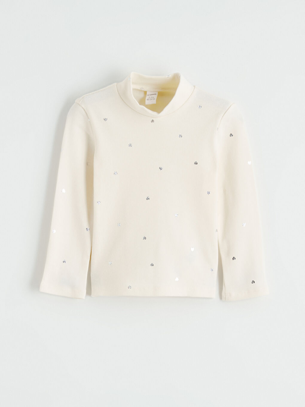 Ekru Balıkçı Yaka Desenli Kız Çocuk Tişört