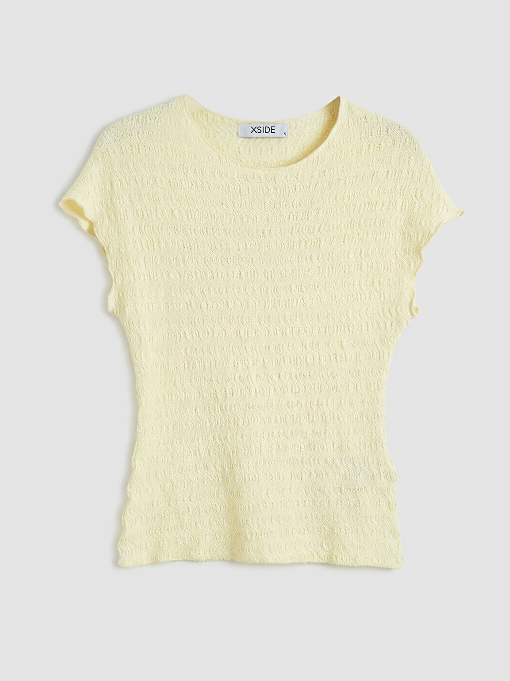 Sarı Bisiklet Yaka Gofre Bluz	-4