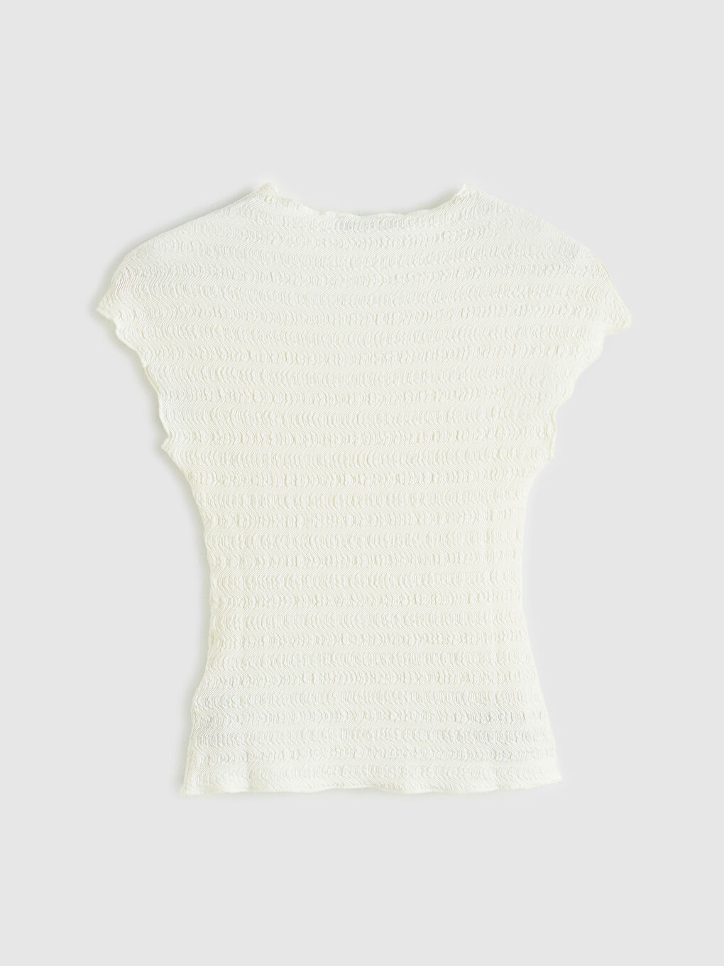 Bej Bisiklet Yaka Gofre Bluz-1