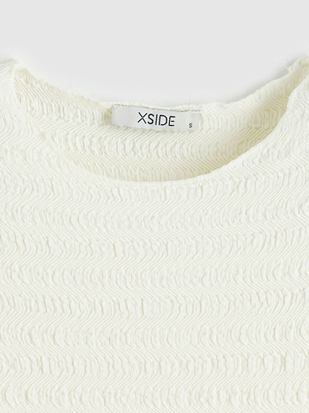 Bej Bisiklet Yaka Gofre Bluz-2