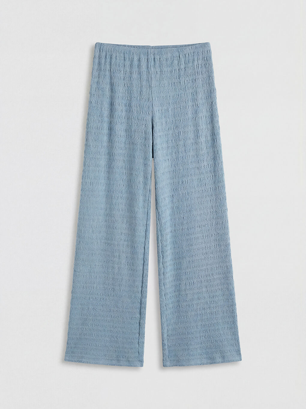 İndigo Beli Lastikli Dokulu Kadın Pantolon