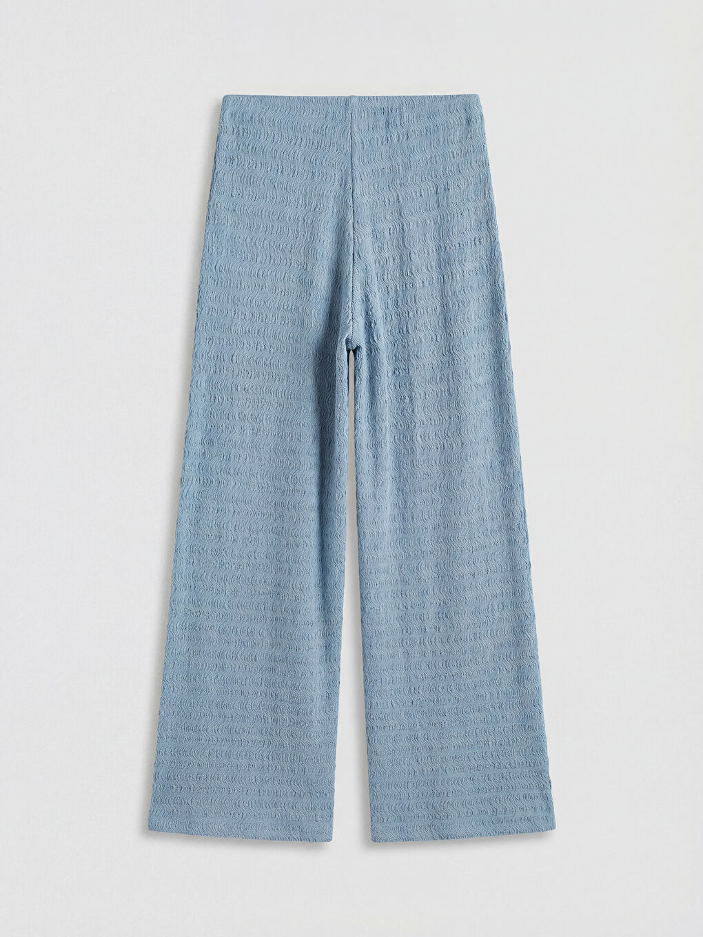 İndigo Beli Lastikli Dokulu Kadın Pantolon-1