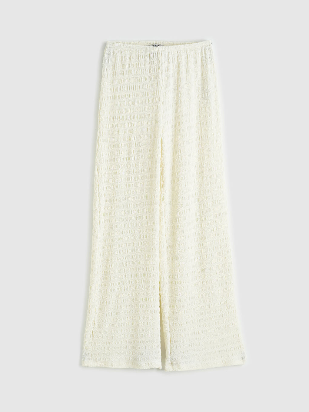 Bej Beli Lastikli Dokulu Kadın Pantolon