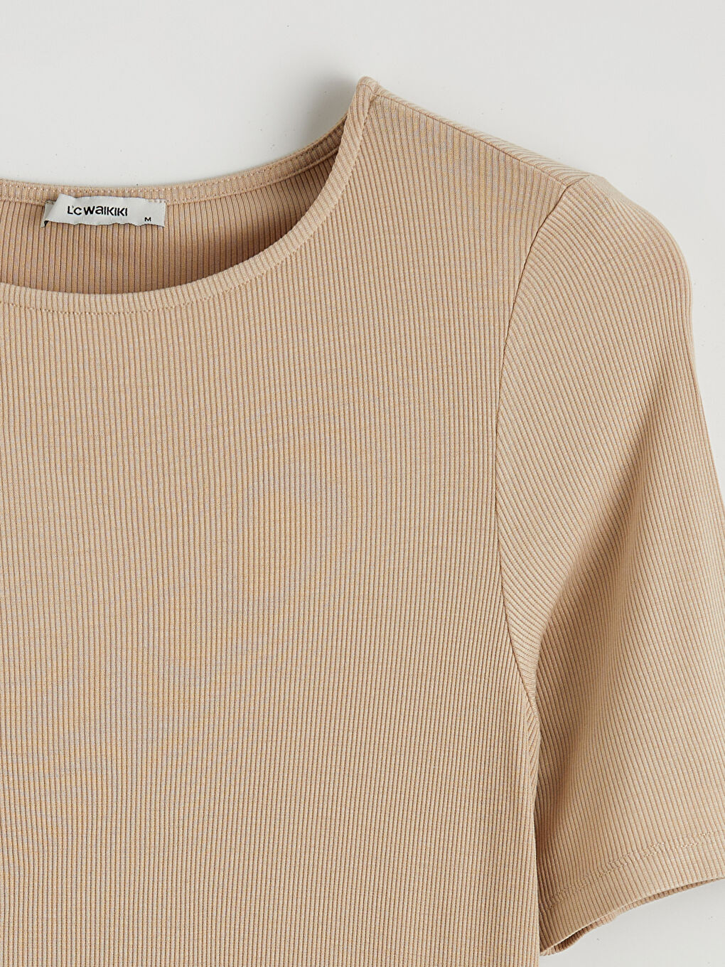 Bej Bisiklet Yaka Bağlama Detaylı Bluz-5