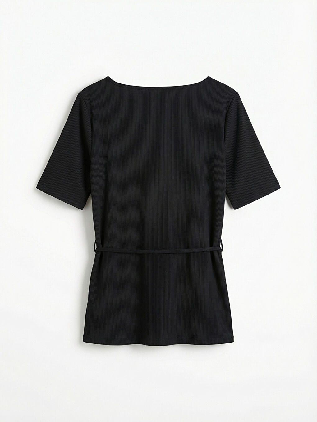 Siyah Bisiklet Yaka Bağlama Detaylı Bluz-5