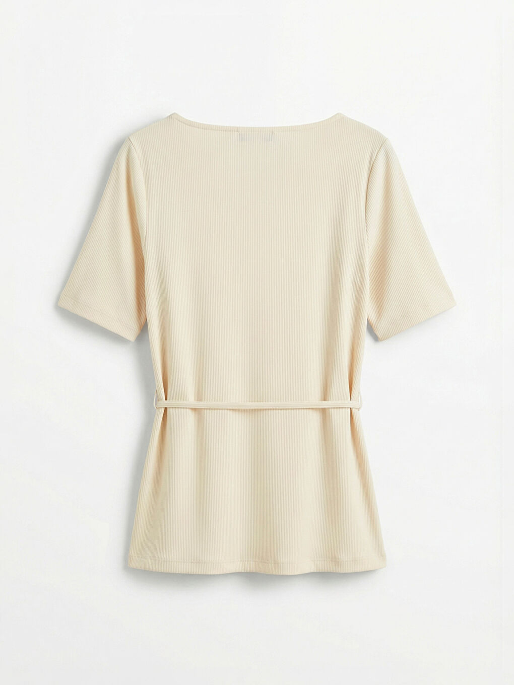 Bej Bisiklet Yaka Bağlama Detaylı Bluz-5