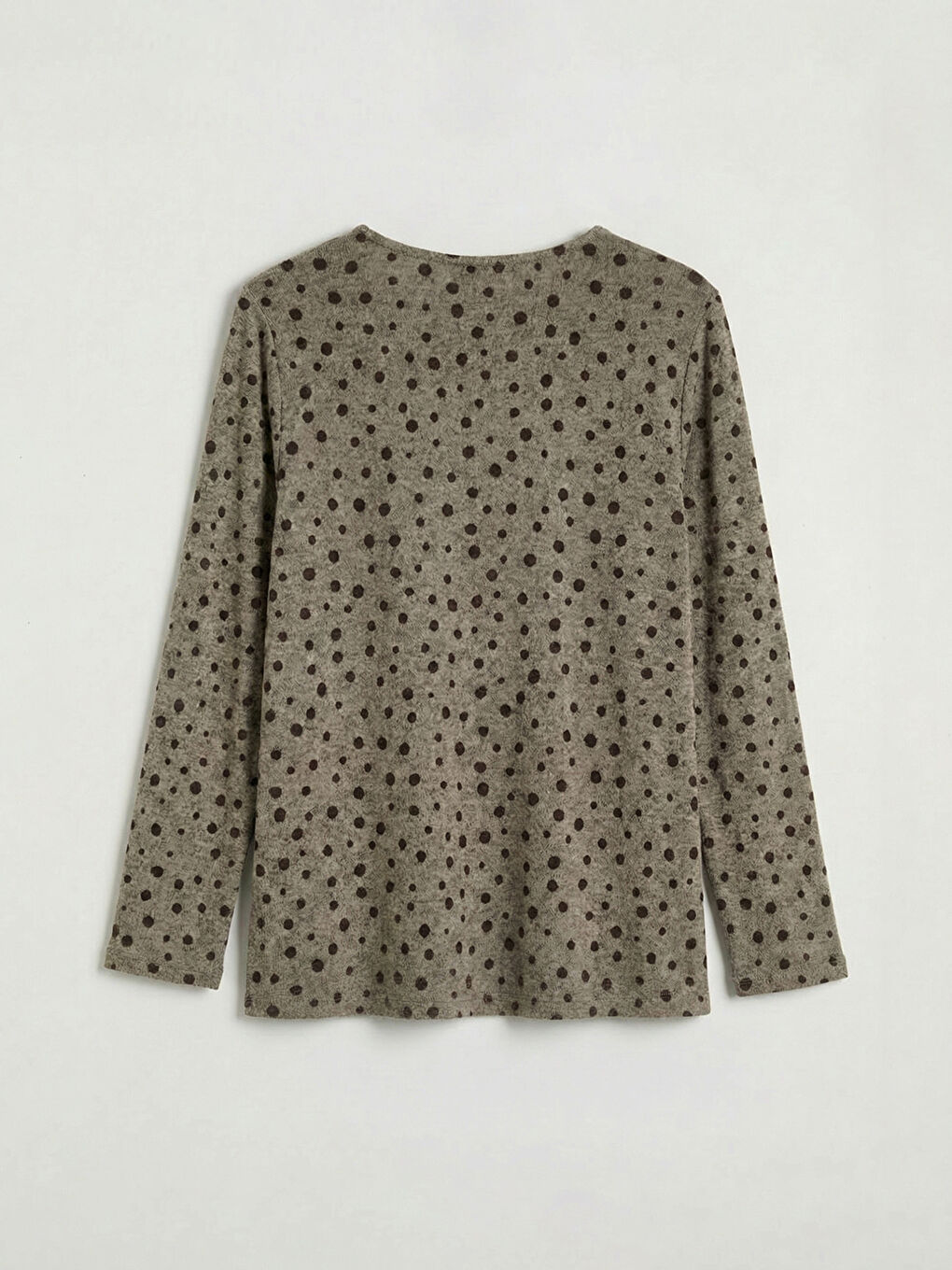 Kahverengi Bisiklet Yaka Puantiyeli Bluz-1