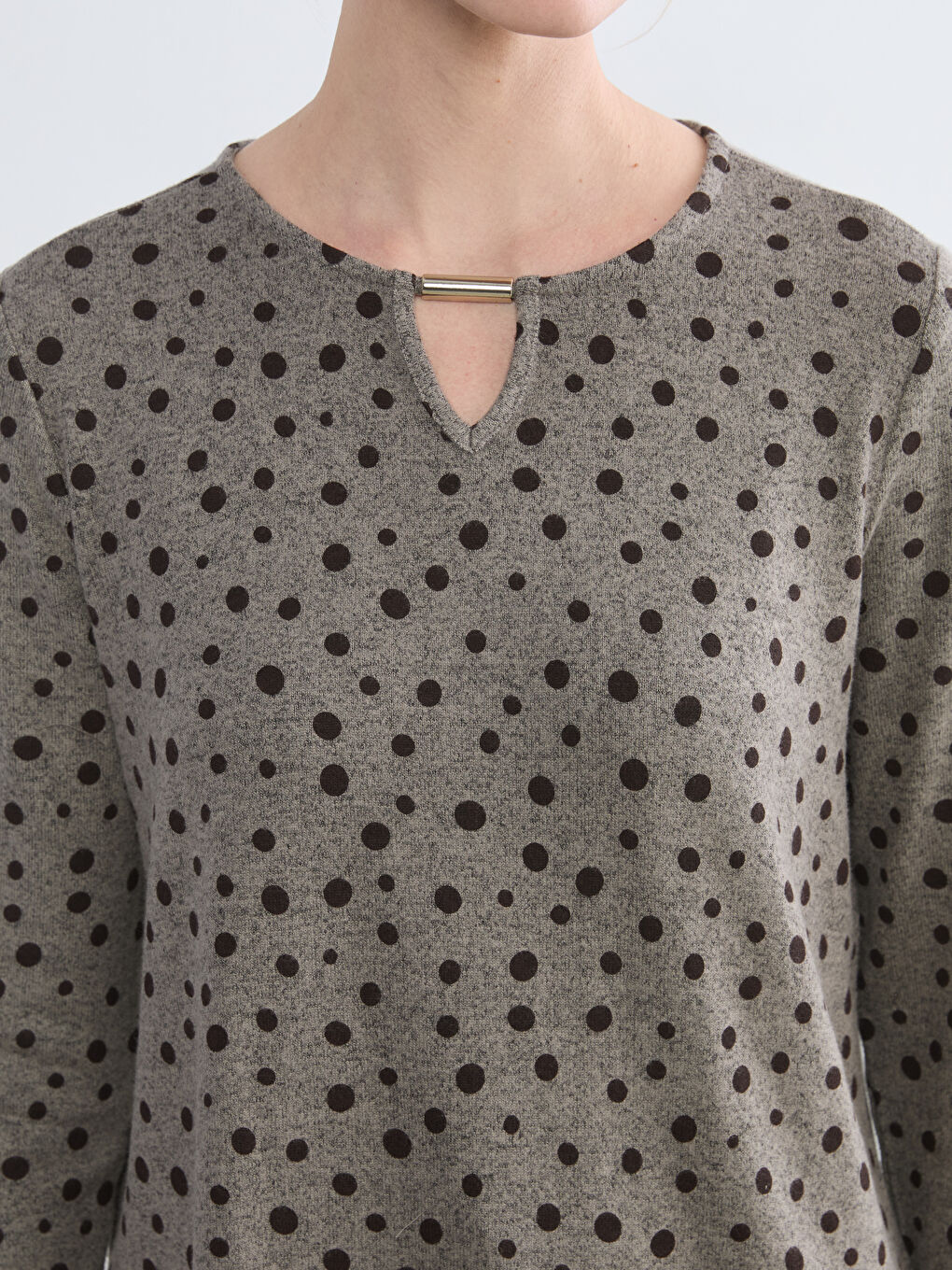 Polka Dot Crew Neck Blouse-2
