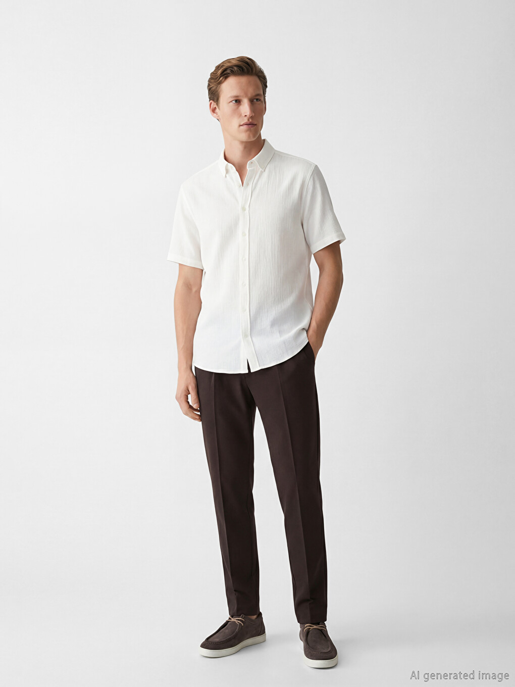 Regular Fit Men's Basic Textured Shirt-1