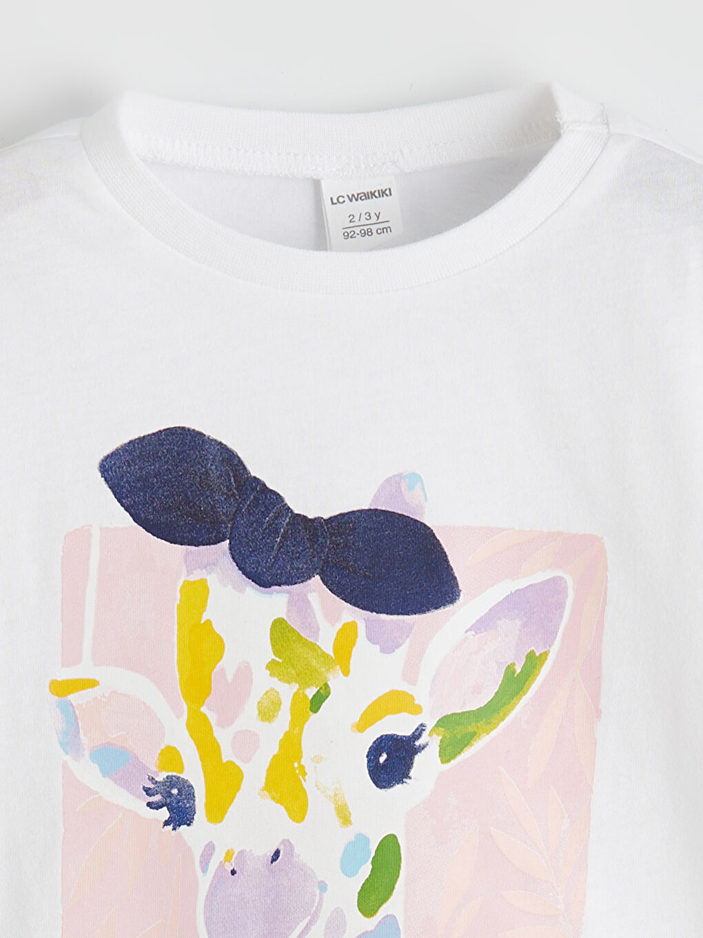 Mavi Kız Çocuk Zürafa Baskılı Tişört ve Tayt	-2