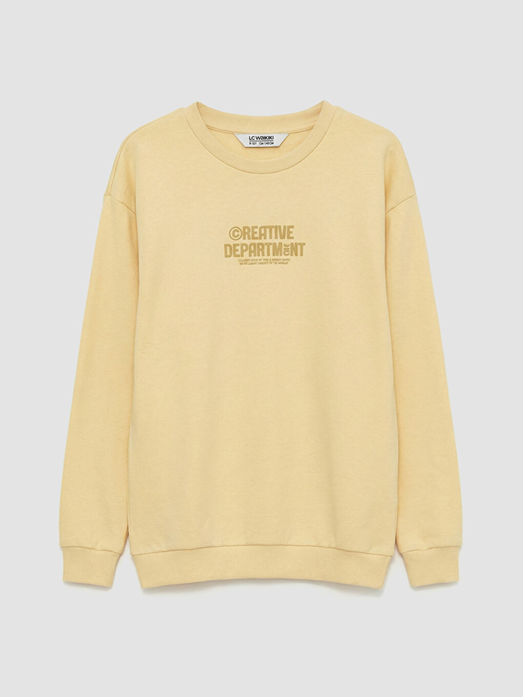 Sarı Bisiklet Yaka Baskılı Erkek Çocuk Sweatshirt