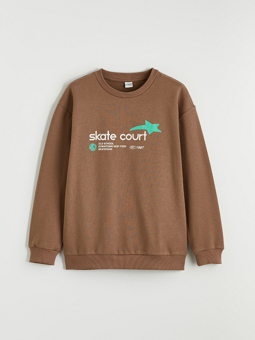 Kahverengi Baskılı Erkek Çocuk Sweatshirt