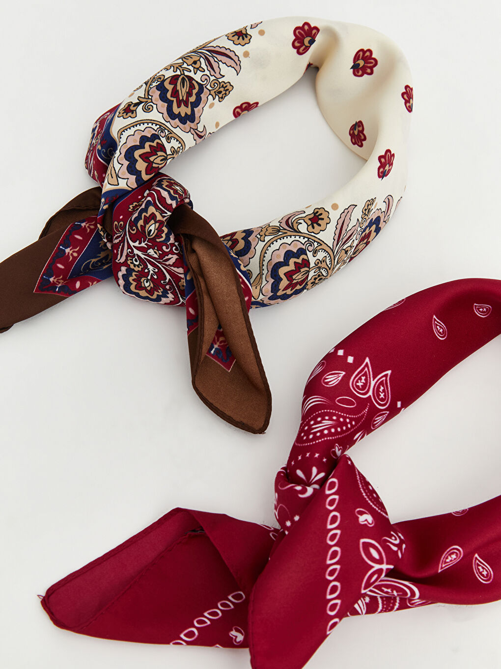 Bordo Desenli Kadın Fular Bandana 2'li-6