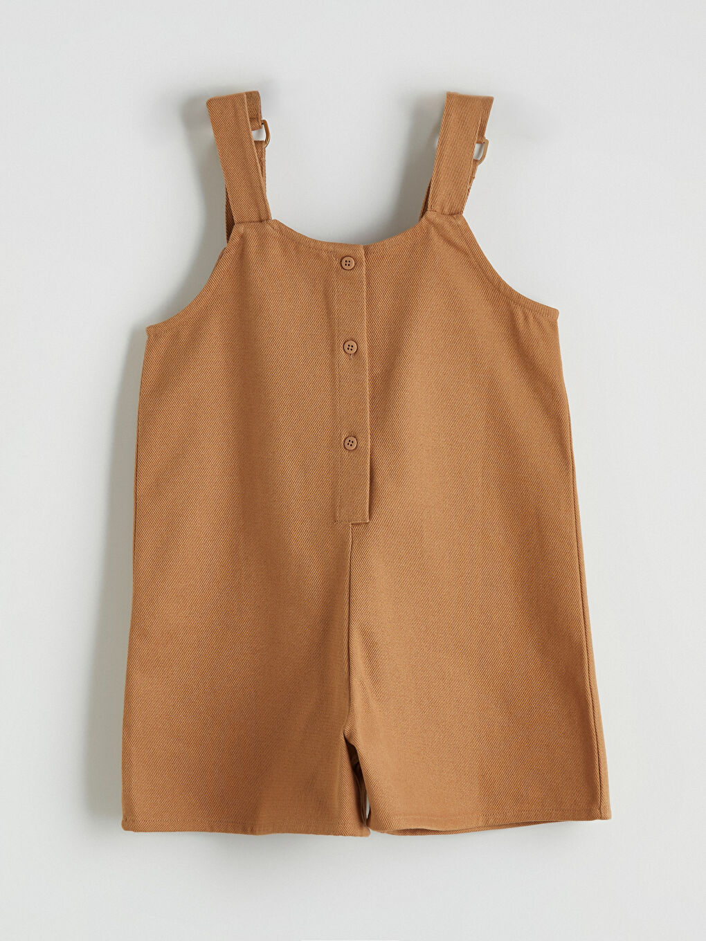 Kahverengi Kare Yaka Nakışlı Kız Çocuk Gabardin Elbise-3