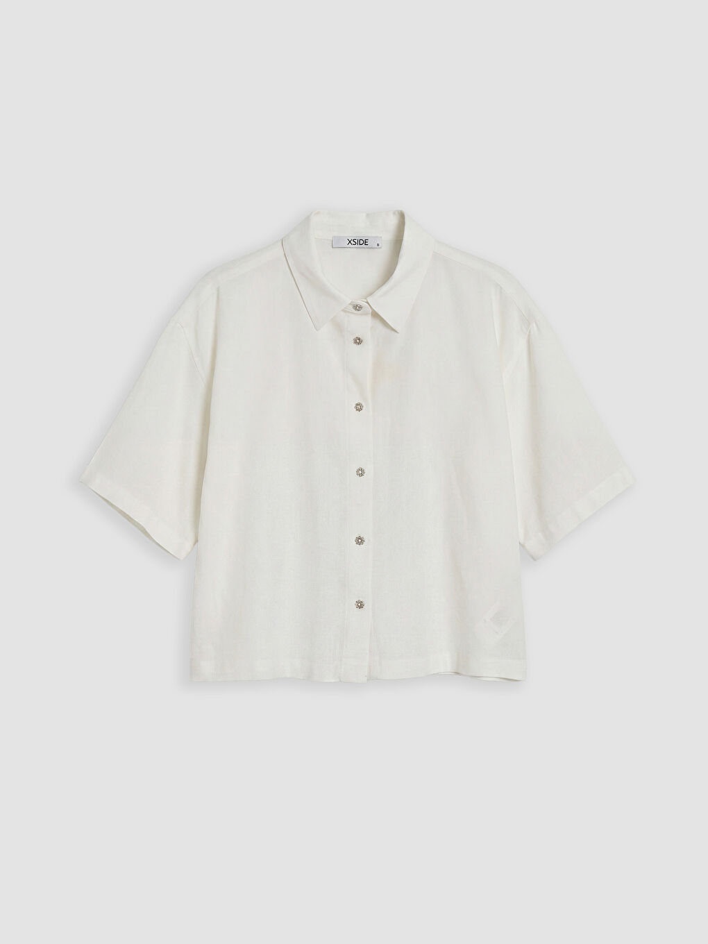 Linen Blend Crop Women's Shirt