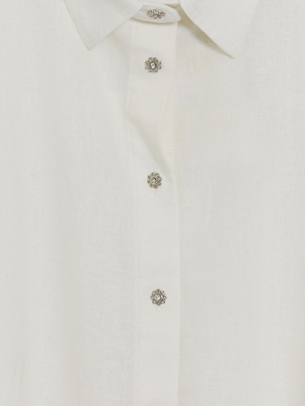 Linen Blend Crop Women's Shirt-2