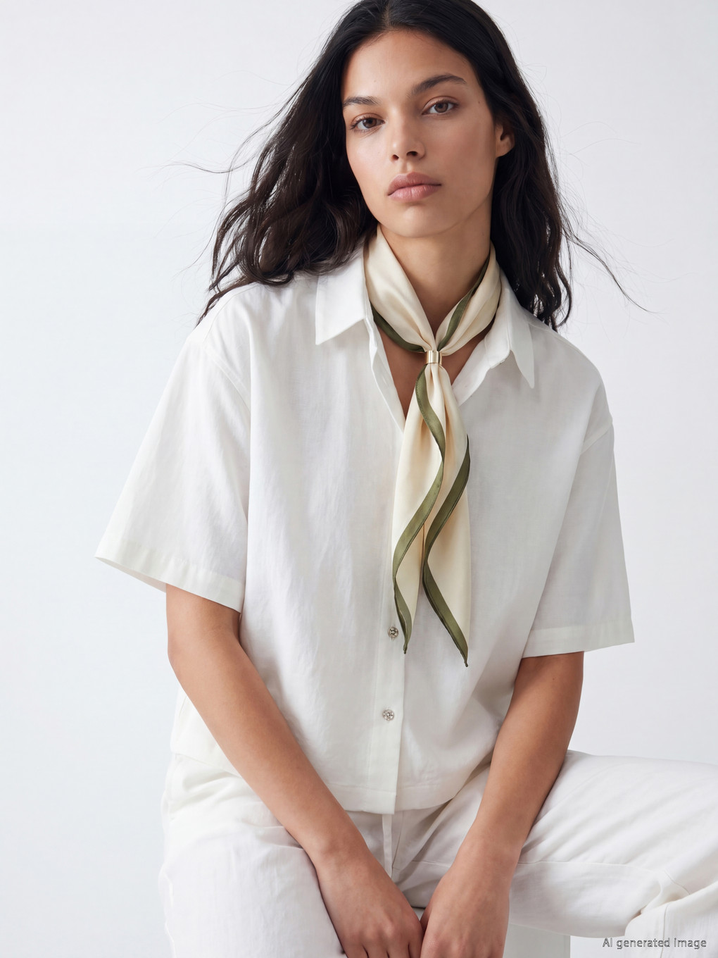 Linen Blend Crop Women's Shirt