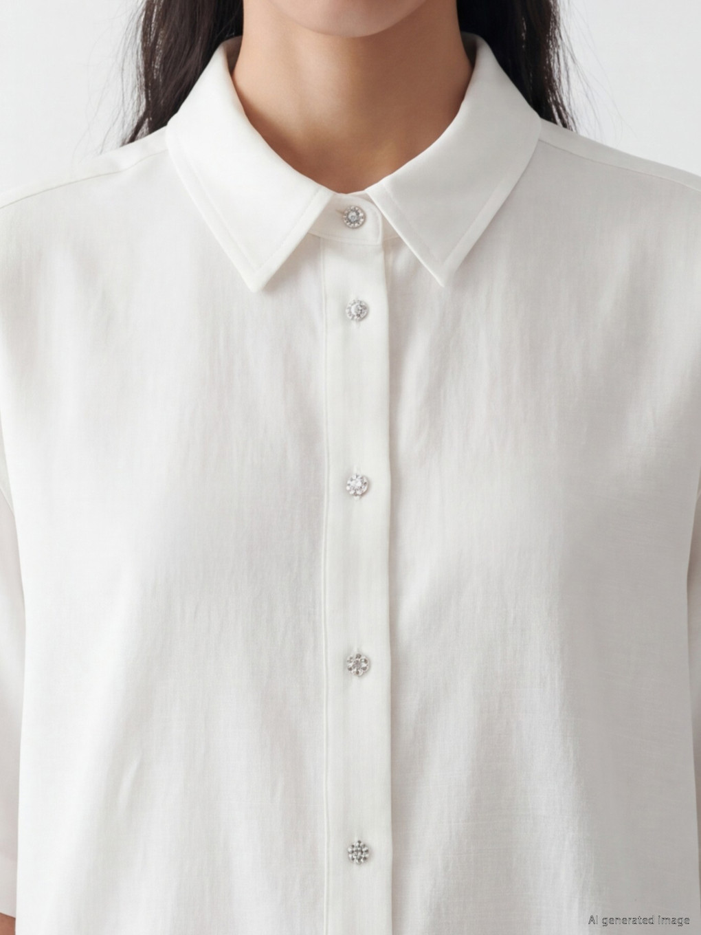 Linen Blend Crop Women's Shirt-2