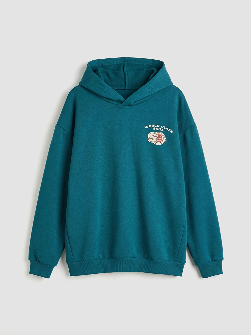 Petrol Kapüşonlu Erkek Çocuk Kalın Sweatshirt