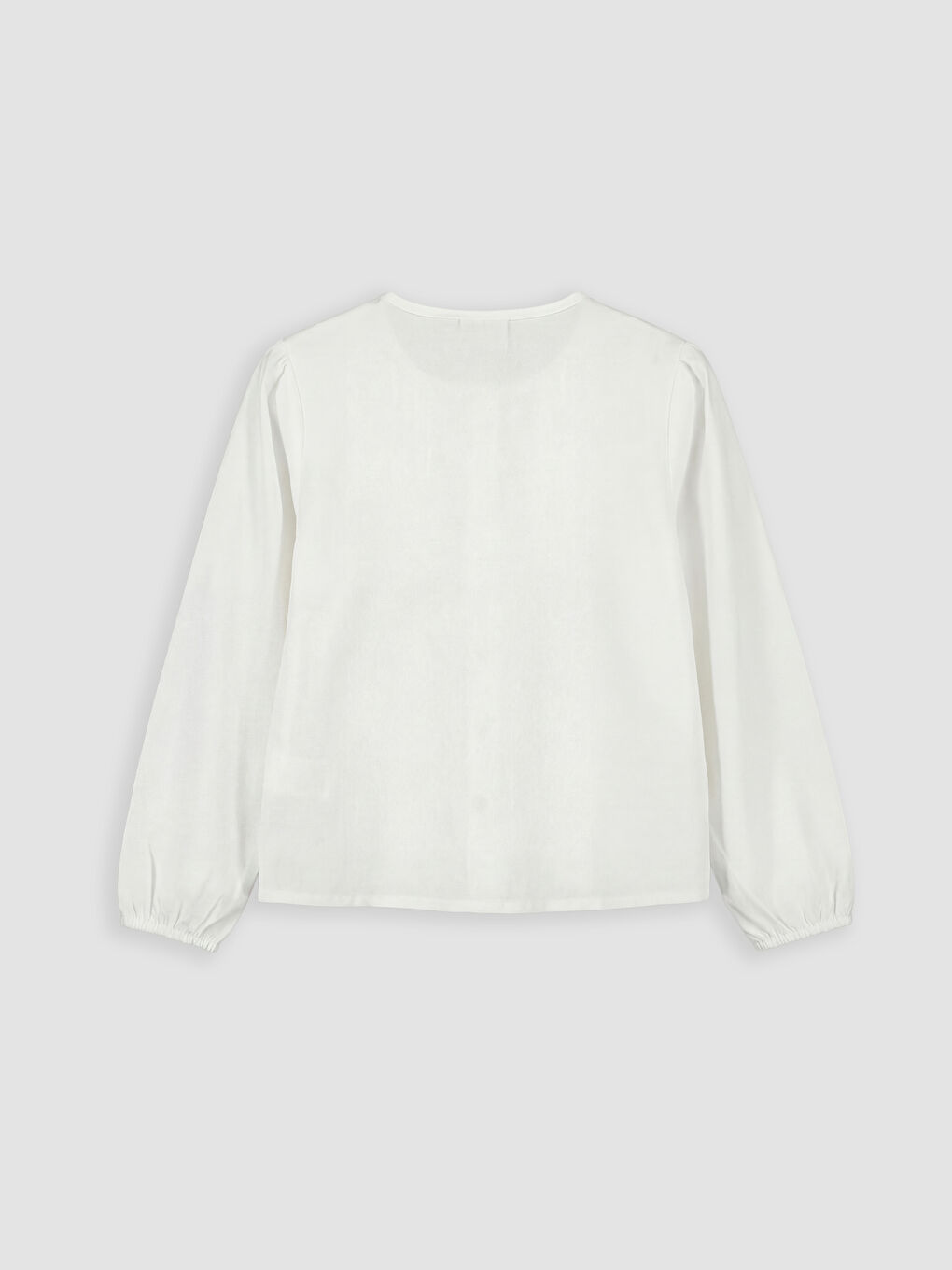 Ekru Fiyonklu Poplin Kız Çocuk Gömlek-1